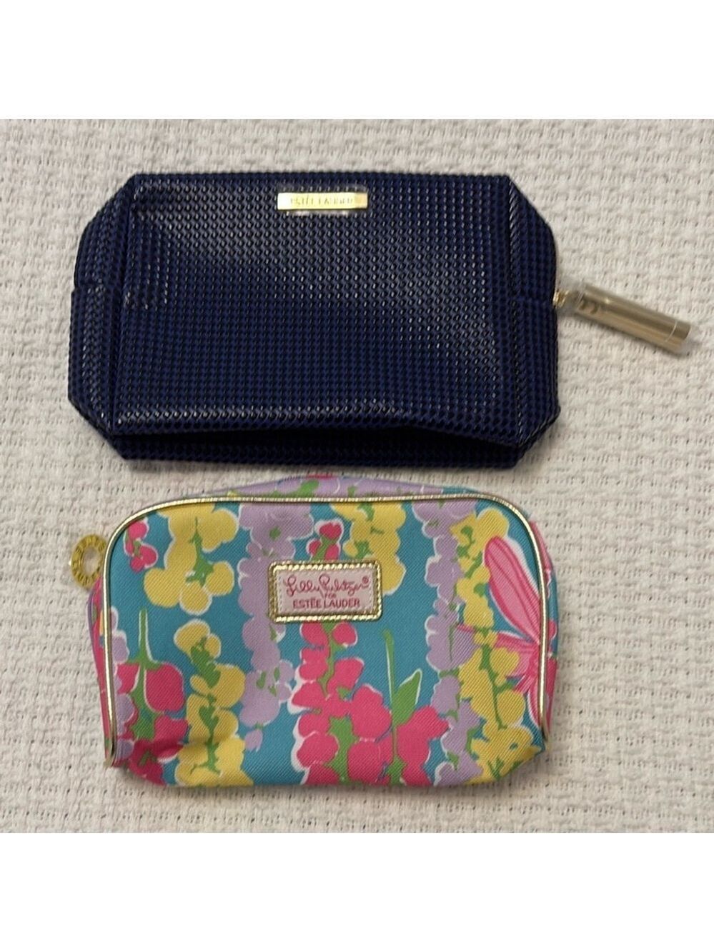 SET OF TWO ESTEE LAUDER make up bags cosmetic bags floral x Lilly Pulitzer